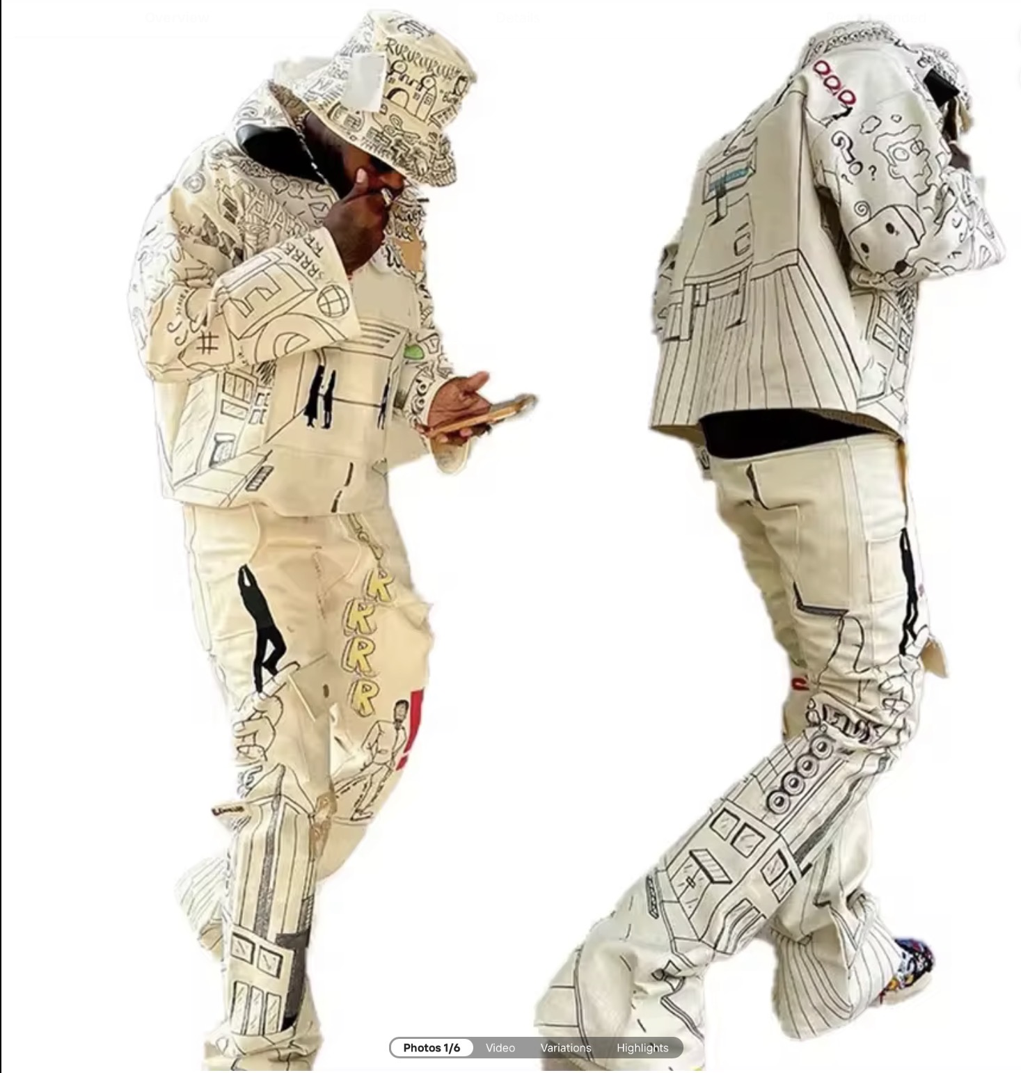 Men's Outwear Graphic Drawing Pant Set