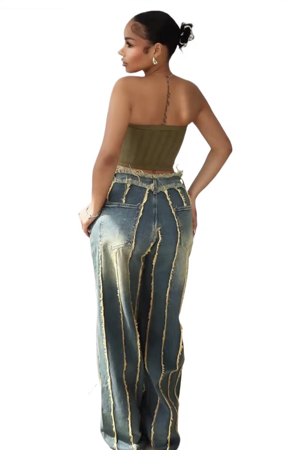 Wide Leg Frayed Jeans